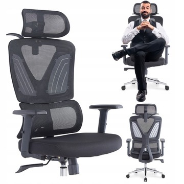 FOTEL BIUROWY ERGONOMICZNY KRZESŁO OBROTOWE Super Wygodny Mocny