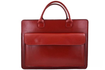 Skórzana torba damska teczka aktówka czerwona A4 - Barberini's 966-13