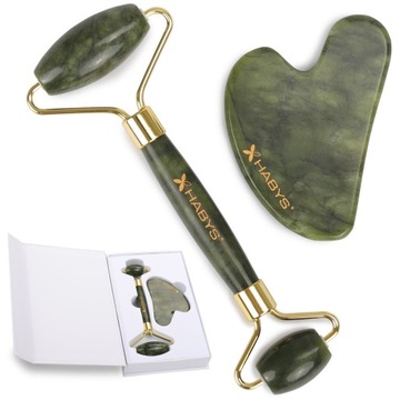 MASAŻER ROLLER DO TWARZY + KAMIEŃ GUA-SHA HABYS