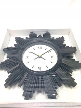 ZEGAR CZARNY LOFT VINTAGE RETRO 24 CM SŁOŃCE BLACK