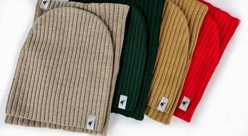 Piękny zimowe damski KOMPLET GRUBA CZAPKA KOMIN szalik POLSKI KOLORY