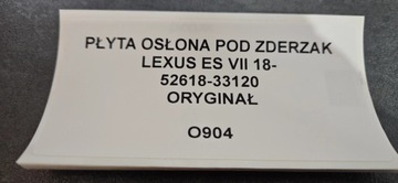DESKA KRYT POD NÁRAZNÍK LEXUS ES VII 18- ORIGINÁLNÍ 52618-33120
