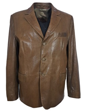 Marynarka SKÓRZANA MĘSKA 54 ELEGANCKA BRĄZ NOWA KLASYCZNA