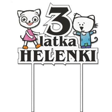 Topper na tort - urodziny + imię Kici Kocia