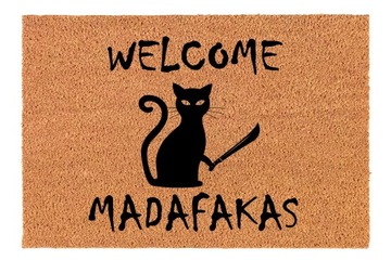 Wycieraczka WELCOME MADAFAKAS kot zabawna do butów 40x60 KOKOSOWA wejściowa