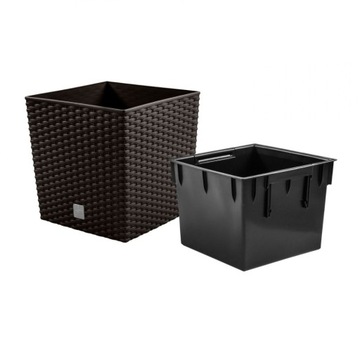 Doniczka niska Rattanowa DRTS170L + wkład 4l
