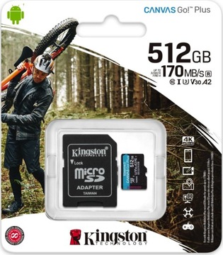 Kingston microSDXC Canvas Go! Плюс 512 ГБ 170R A2 U