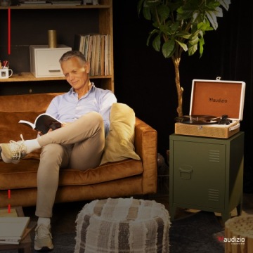 Ретро bluetooth AUX RCA проигрыватель Audizio в чемодане, золотой