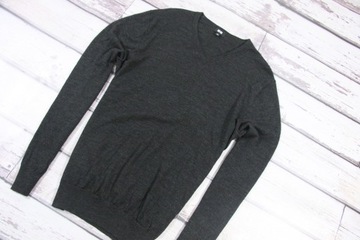 UNIQLO 100% WOOL PREMIUM VEE MĘSKI LEKKI SWETER M