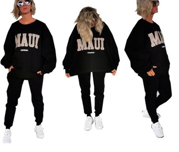 S161 CZARNY OBSZERY OVERSIZE GRUBY CIEPŁY XL/XXL