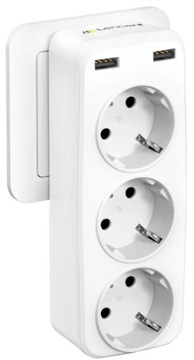 Gniazdo Elektryczne, USB rozgałęźnik Lencent biały 5 w 1, 3x F, 2x Usb A