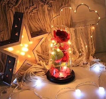 ВЕЧНАЯ РОЗА В СТЕКЛЕ LED, НА АККУМУЛЯТОРЕ + USB-КАБЕЛЬ, ПОДАРОК ​​УЧИТЕЛЮ