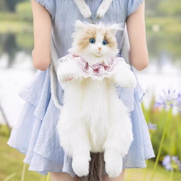 Modna torba dla lalki dla kota, ręcznie wykonana imitacja pluszowego plecaka dla kota, wyjątkowy prezent