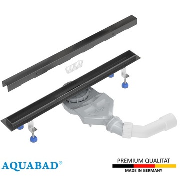 Линейный слив Aquabad черный 60 см Slim, узкий, с сифоном Viega