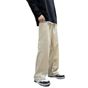 Men Autumn Pants Corduroy Solid Color Loose Elasti