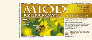 Paczka etykiet na miód rzepakowy nektarowy 116x50