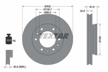 TARCZA HAMULCOWA PRZÓD FORD RANGER 2.2-2.5 TEXTAR