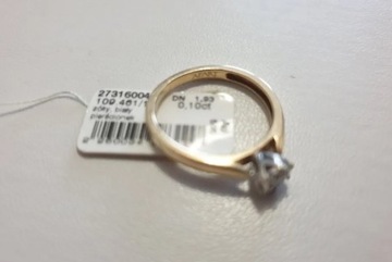 Pierścionek zaręczynowy z żółtego i białego złota z brylantem 0,10 ct - 585