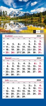 Kalendarz ścienny TRÓJDZIELNY 2024