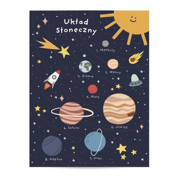 PLAKAT EDUKACYJNY KOSMOS PLANETY DLA DZIECI 21x30
