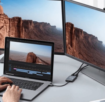 Адаптер HUB USB-C Dual 2x HDMI 4K USB MacBook PD