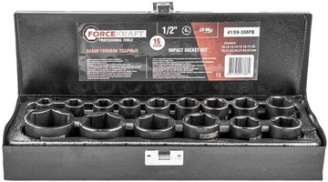 НАБОР УДАРНЫХ ГОЛОВОК В КАССЕТЕ, 15 ЭЛЕМЕНТОВ 1/2