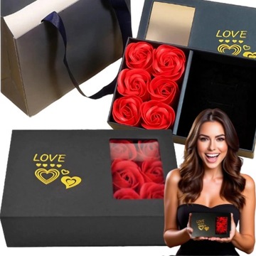 PUDEŁKO PREZENTOWE OZDOBNE CZARNE FLOWER BOX BUKIET RÓŻ MYDLANYCH PREZENT =