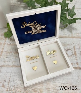 Коробка для конвертов + обручальные кольца, декор из белого золота