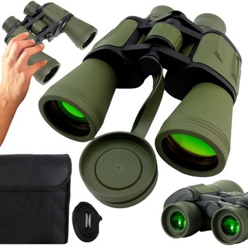 SOLIDNA Lornetka Myśliwska Wojskowa SZKLANA OPTYKA 20x50 ZOOM BaK-4 + ETUI