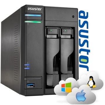 DWUKIESZENIOWY SERWER NAS ASUSTOR AS6302T 2TB USB-C HDMI CHMURA