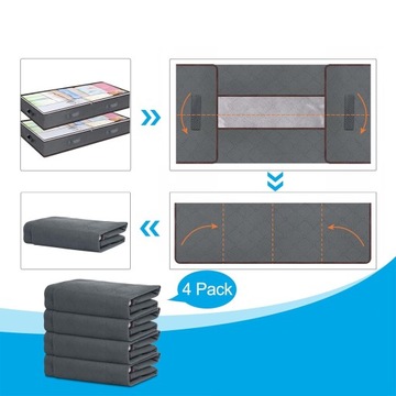 4x ЧЕХОЛ-ОРГАНИЗАТОР ДЛЯ ХРАНЕНИЯ ОДЕЖДЫ ПОСТЕЛЬНОЕ ПРИНАДЛЕЖНОСТИ ПОД КРОВАТЬЮ 90Л