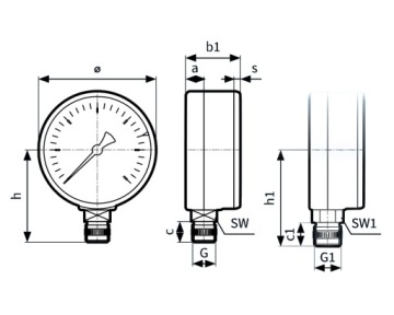 РАДИАЛЬНЫЙ МАНОМЕТР НИЖНИЙ 1/4 50 мм 0-10 БАР AFRISO
