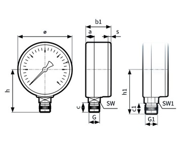 РАДИАЛЬНЫЙ МАНОМЕТР НИЖНИЙ 1/4 63 мм 0-6 БАР AFRISO