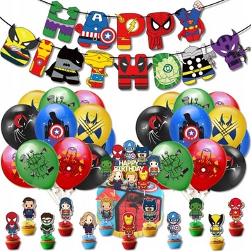 AVENGERS ZESTAW BALONY URODZINY DEKORACJA 36szt.