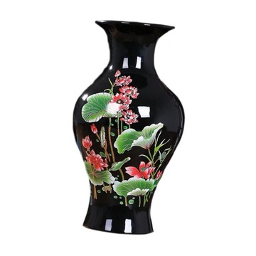 Czarny ceramiczny wazon ze wzorem lotosu wyko