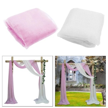 Reusable Chiffon Fabric Drapery Panel Swag Decorations Backdrop Window Pink