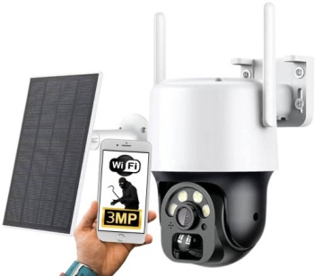 Ip Kamera WiFi Solární Otočná Venkovní 3MPX Ios Android IP66 Zoom 4X