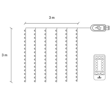 USB ПОДВЕСНЫЕ ЛАМПЫ ICILS WIRE CURTAIN 300 LED