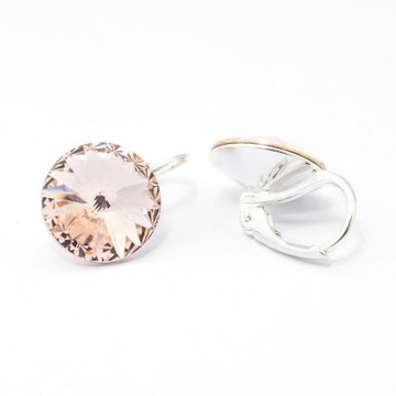 Srebrne kolczyki z kr. Swarovski Rivoli 12mm Silk