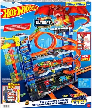 HOT WHEELS CITY MEGA GARAŻ ATAK SMOKA 4 POZIOMY 2 SAMOCHODY