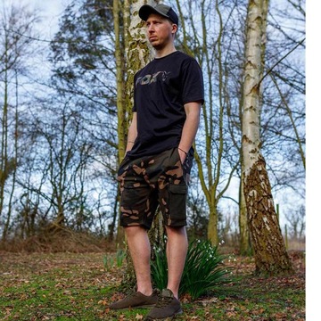 Koszulka Wędkarska T-Shirt Fox Black Camo Logo r. XL