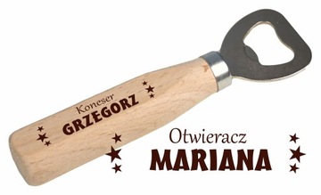 PREZENT otwieracz do PIWA butelek drewniany GRAWER