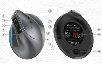 БЕСПРОВОДНАЯ ВЕРТИКАЛЬНАЯ МЫШЬ Аккумулятор 730 мАч USB-C BT 2.4G OLED до 3200 DPI