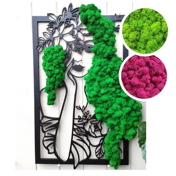 Dekoracja KOBIETA z mchem chrobotkiem XL mech chrobotek żywy obraz ścienna