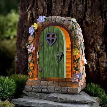 Большая сказочная дверь Pixie Stone со светодиодной подсветкой на солнечных батареях