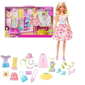 BARBIE ZESTAW LALKA + GARDEROBA 40 STYLIZACJI