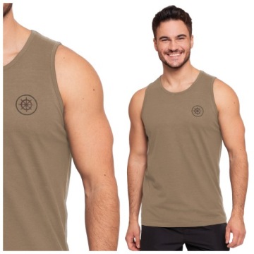 BAWEŁNIANA KOSZULKA MĘSKA BEZ RĘKAWÓW TANK TOP NA BOKSERKA MORAJ BEŻ R.XXL