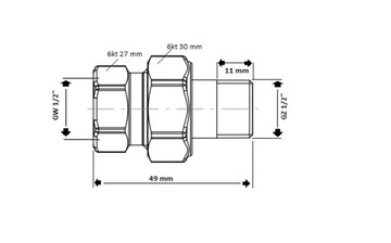 ŚRUBUNEK 1/2'' CHROMOWANY PROSTY O-RING MOSIĄDZ