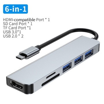 USB C HUB type-c do 4K HDMI kompatybilny VGA RJ45