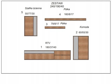 Meblościanka zestaw mebli do salonu 5 elementów 180 cm BARATO